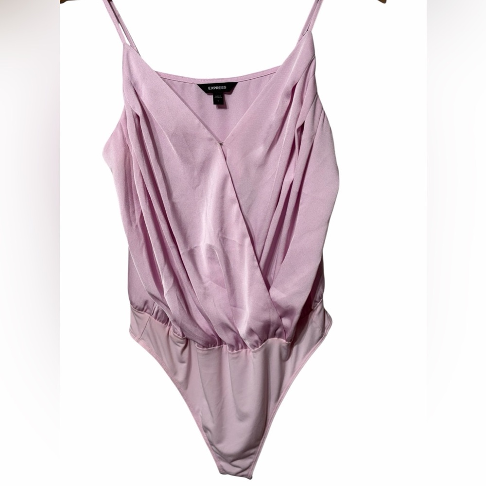 Express Satin Wrap Bodysuit in Soft Lilac